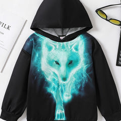 Fox Print Boys Hooded Sweatshirt for Spring Fall