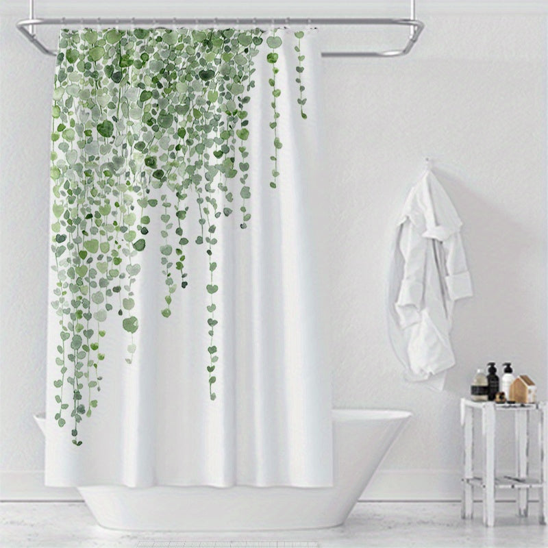 Green Leaves Shower Curtain Waterproof Mildew-Proof Bathroom Decor