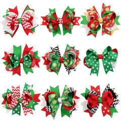 Swallowtail Bow Christmas Hair Clips for Kids Holiday Headwear