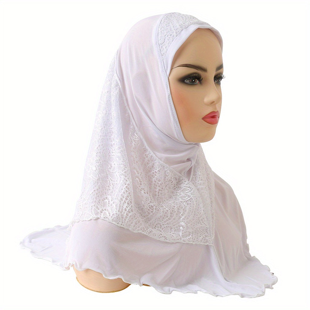 Muslim Hijab Arab Hat Lace Stitching Veil Hat for Girls