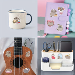 55pcs Whimsical Cat Stickers Glasses Cupcakes Water Bottles Notebooks