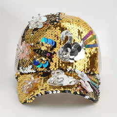 Rhinestone Sequin Baseball Cap Women's Sunshade Peaked Cap