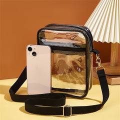Clear Crossbody Bag PVC Square Phone Purse Zipper Beach Shoulder Bag 9 Inch