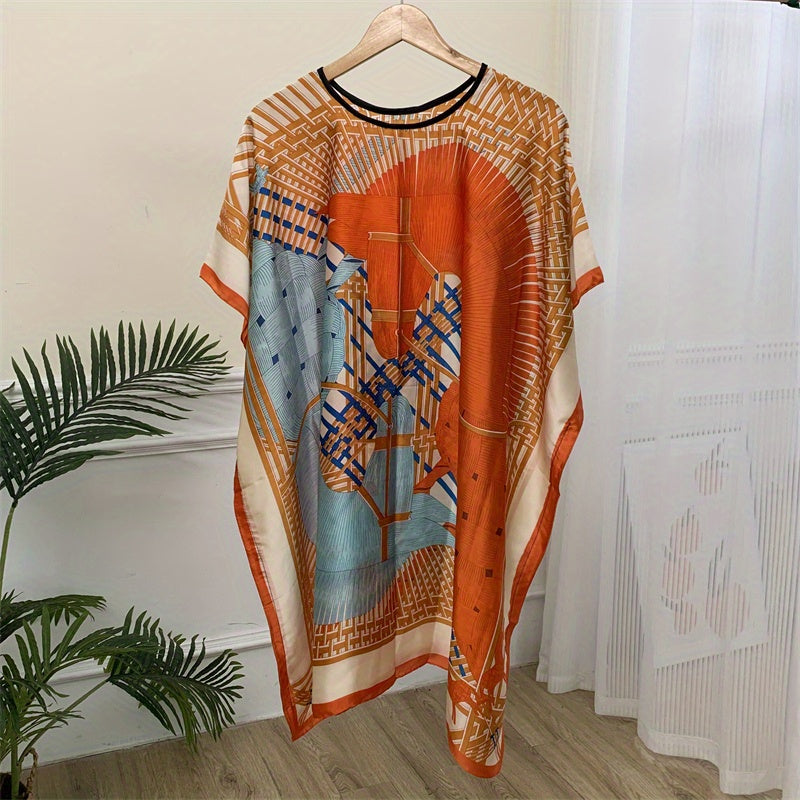 Satin Pullover Shawl Large Thin Windproof Sunscreen Wrap for Women