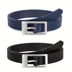 Classic Thin Belt Rectangular Buckle PU Leather Belt For Women