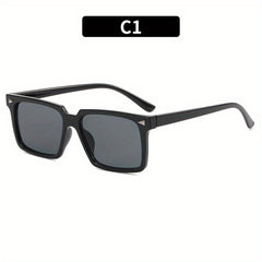 Rectangle Sunglasses Rivet Decor Glasses UV400