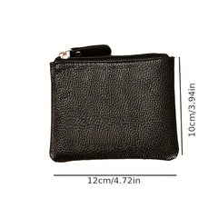 Lychee Pattern PU Coin Purse Small Card Bag Hand Hold Zipper Men's Coin Bag
