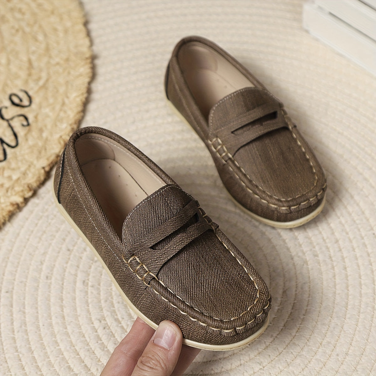 Boys Slip On Loafer Shoes Lightweight Comfortable Non Slip Flat Shoes