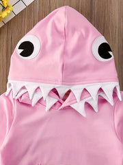Cartoon Shark Print Hoodie Pullover Top for Kids