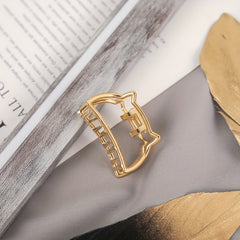 5PCS Hollow Heart Metal Hair Claw Clips Non Slip Mini Golden Geometric Barrettes