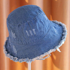 Vintage Washed Denim Bucket Hat Sunscreen Basin Hat