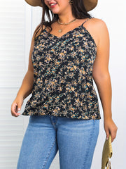  Boho Cami Top Ditsy Print V Neck Backless Beachwear Summer