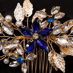 Faux Pearl Rhinestone Leaf Hair Comb Wedding Accessories