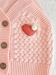 Baby Girl Love Knitted Vest Coat V Neck Botton Cotton Sweater