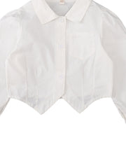 Girls Cotton Shirt College Style Long Sleeve Top School Uniform