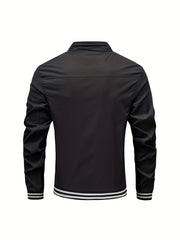 Men's Loose Casual Long Sleeve Striped Cuff Lightweight Jackets