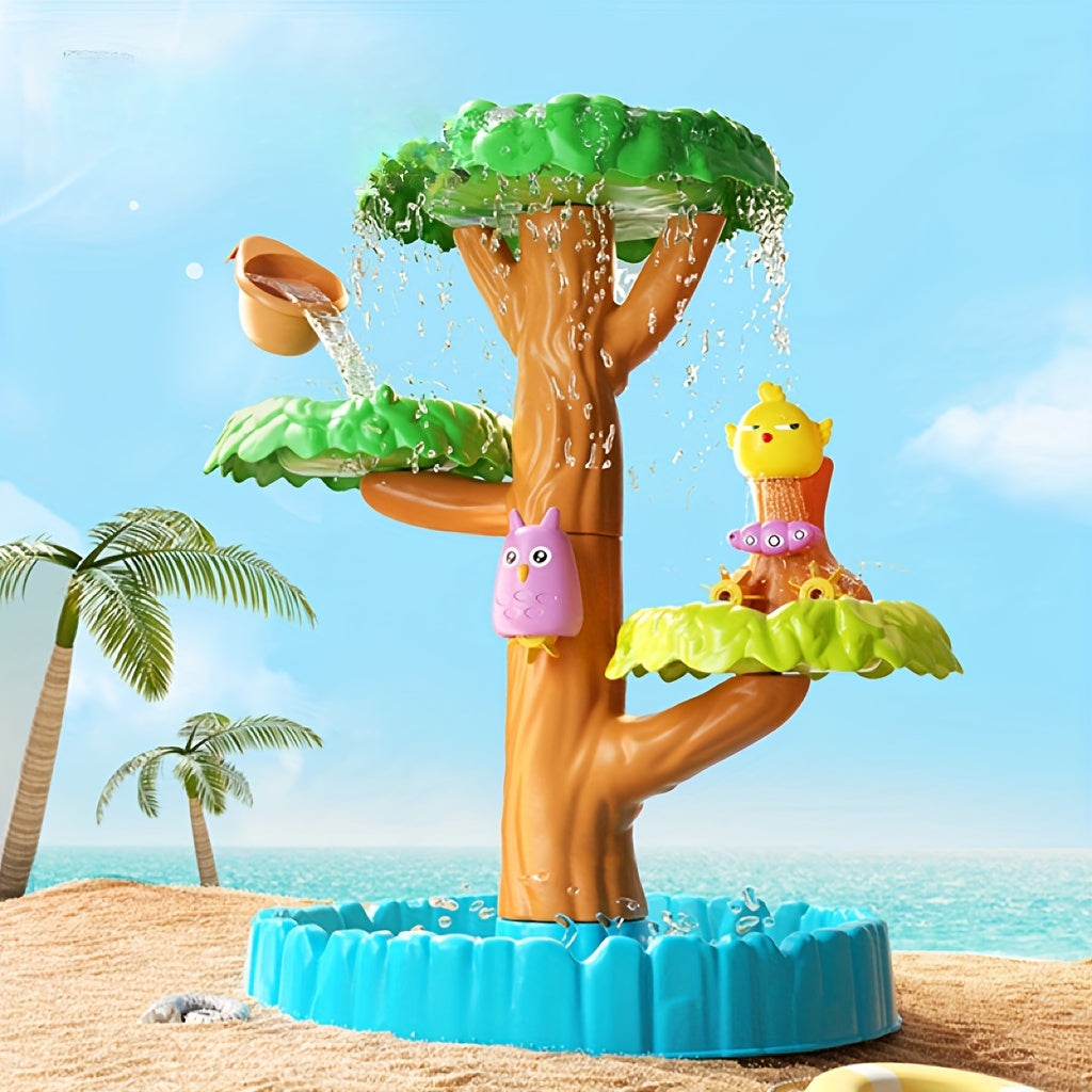 Deluxe Water Play Sand Table Set with Tree Fountain - Non Toxic Outdoor Playset