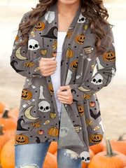  Halloween Cardigan Women's Graphic Print Open Front Cardigan