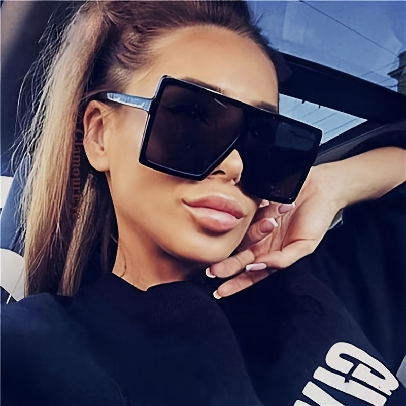 Square Sunglasses Women Female Eyewear Plastic Frame Clear Lens UV400 Shade