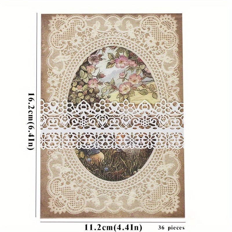 36pcs Vintage Lace Paper European Style Retro Lace Photo Frame
