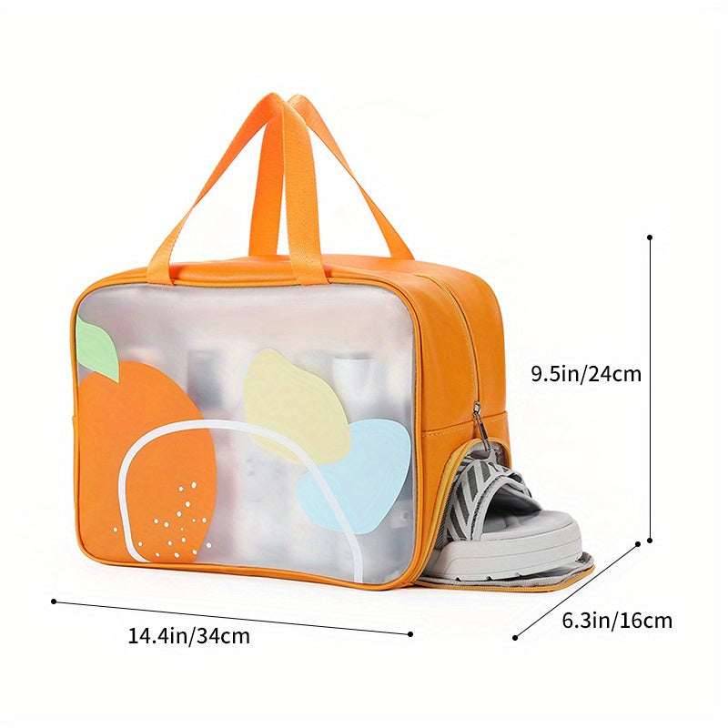 Cartoon Fruit Pattern Translucent Makeup Handbag Toiletry Wash Bag