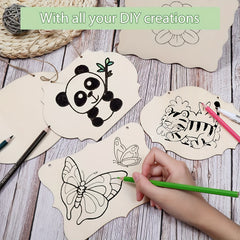 12/18pcs Blank Wood Door Signs DIY Carved Plate Hanging Decoration
