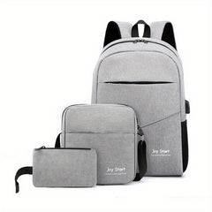 3pc Nylon Backpack Set with Laptop Bookbag Crossbody Bag Clutch Purse