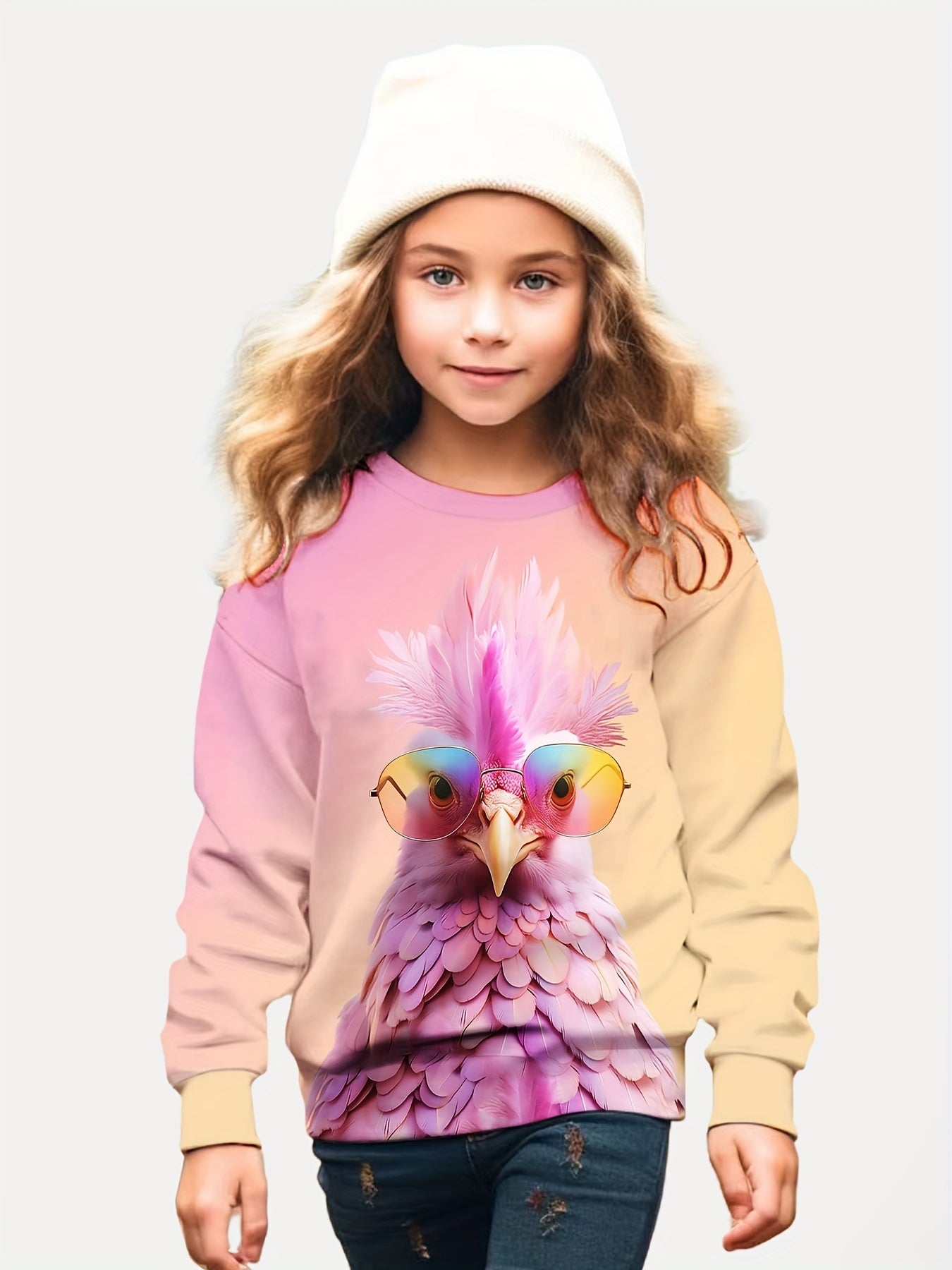 Girls Chicken Graphic Sweatshirt for Sports Spring Gift