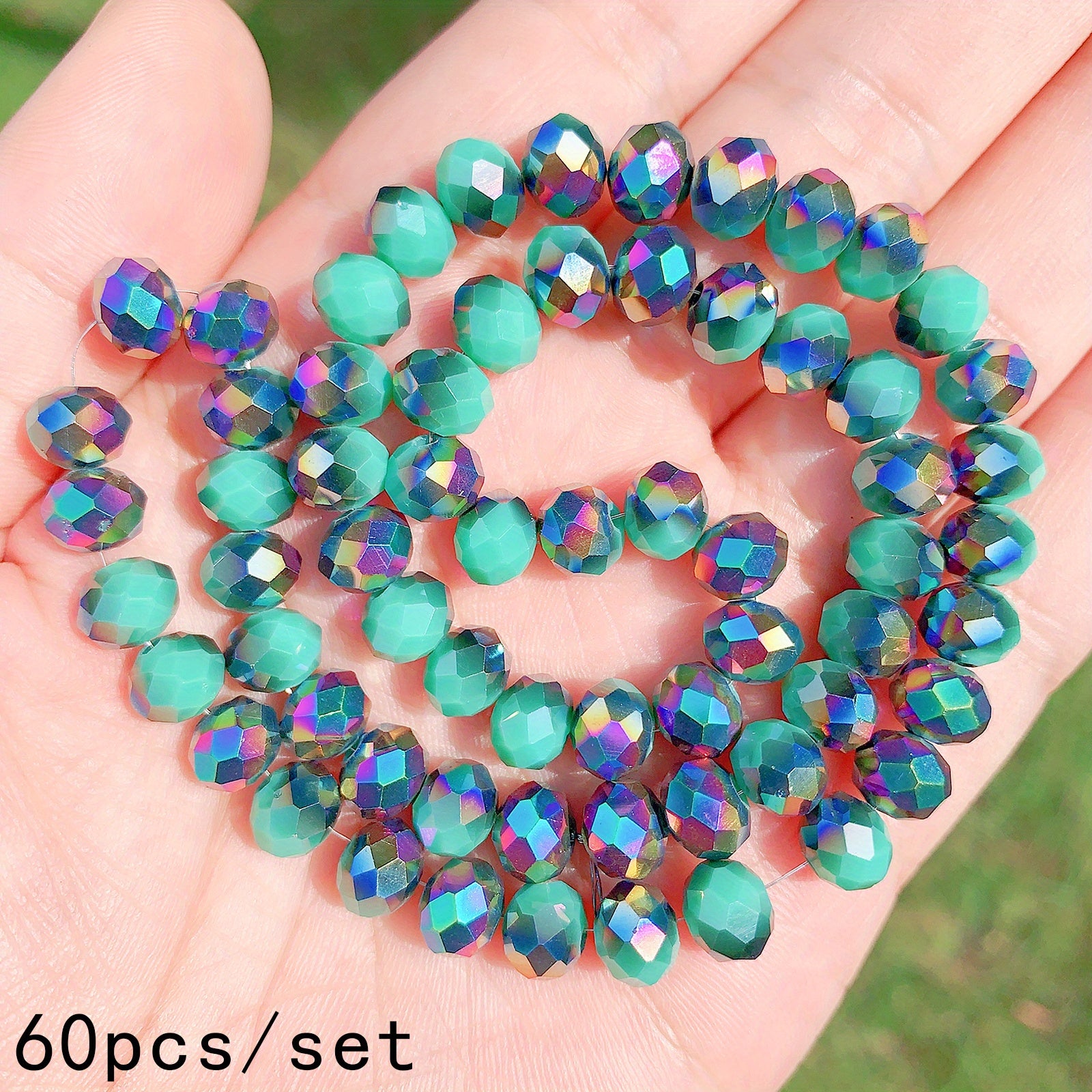 Green Crystal Faceted Colorful Glass Beads Loose Spacer Beads For Diy Bracelet