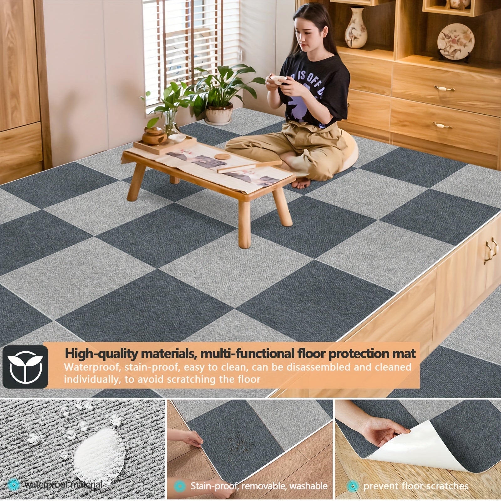 20pcs Anti-slip Floor Carpet Sticker Self-adhesive Square