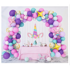 Unicorn Balloon Arched Wreath Set Confetti Light Purple Water Pink Balloon Set