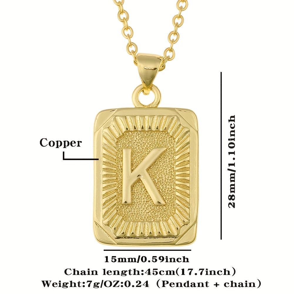 18K Plated Initial Letter Pendant Necklace For Women Men