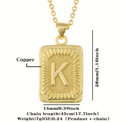 18K Plated Initial Letter Pendant Necklace For Women Men