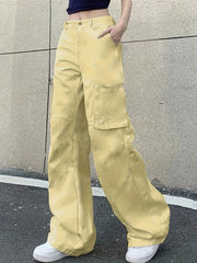  Wide Leg Cargo Trousers with Pockets