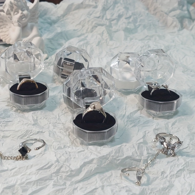 20 Pcs Plastic Ring Boxes Crystal Earrings Jewelry Storage Wedding Proposal