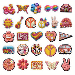 26pcs Pink Cartoon PVC Shoes Charms Flowers Buckles For Corcs DIY