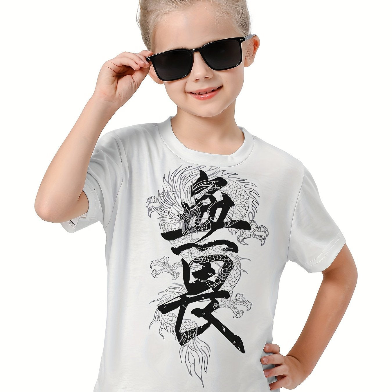3D Letter Graphic Short Sleeve T shirt for Boys Girls