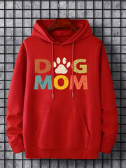 DOG MOM Print Hoodie Men's Graphic Pullover Hooded Sweatshirt