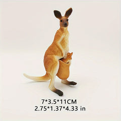Kangaroo Toy Set Realistic PVC Animal Figures Male & Female with Youngsters