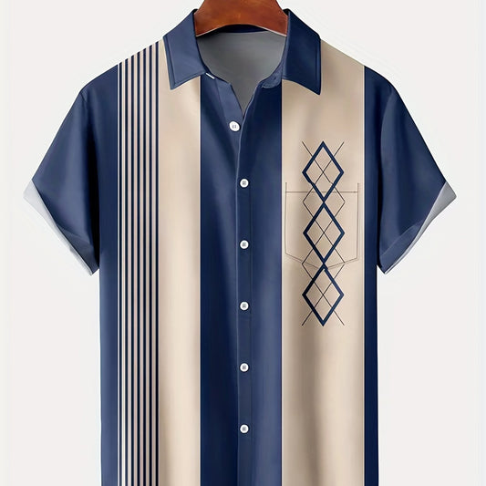 Vertical Stripe Pattern Men's Hawaiian Shirt