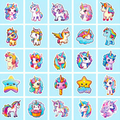 100pcs Rainbow Unicorn Sticker Pack for Laptops Phones Suitcases