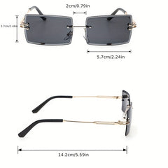 Gradient Lens Rimless Sunglasses Metal Temple UV400
