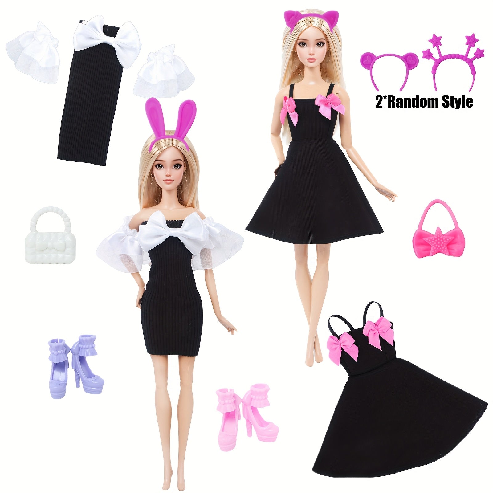 Princess Doll Clothes & Accessories for 11.5 inch Dolls - 4pcs/8pcs - 1/6 Scale