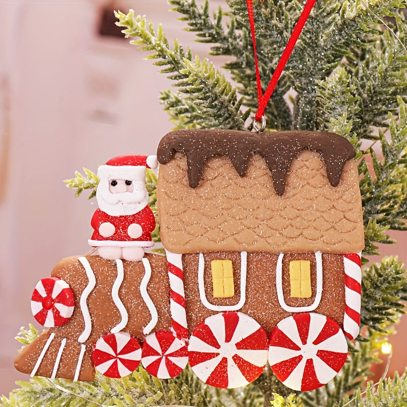 Small Car Christmas Soft Pottery Mud Scene Arrangement Pendant