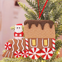 Small Car Christmas Soft Pottery Mud Scene Arrangement Pendant