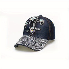 Rhinestone Cross Patch Baseball Cap Y2K Bling Dad Hat