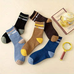 5 Pairs Geometric Pattern Socks Soft Mid Tube Stockings