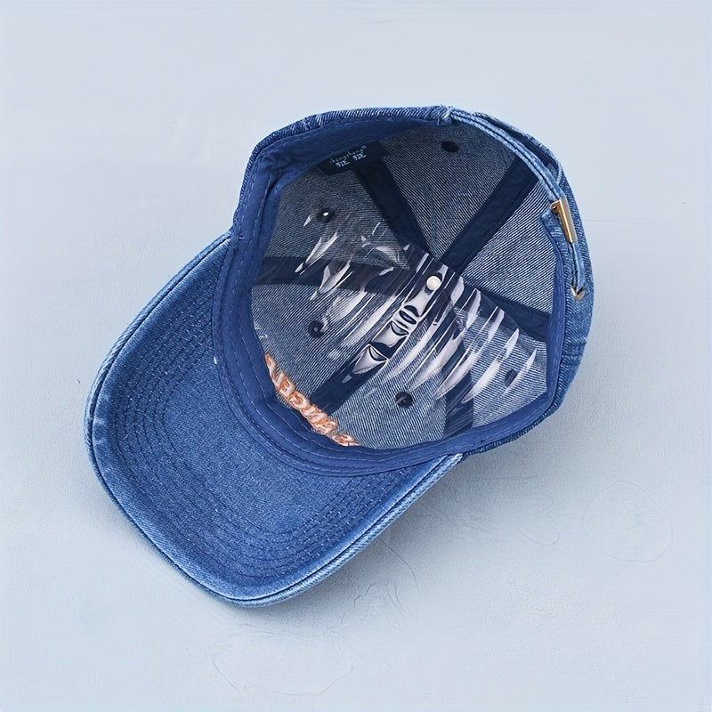 LA 83 Printed Baseball Cap Denim Distressed Dad Hat Hip Hop