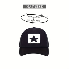 Star Print Mesh Trucker Hat Hip Hop Baseball Cap Breathable Sunshade Dad Hats