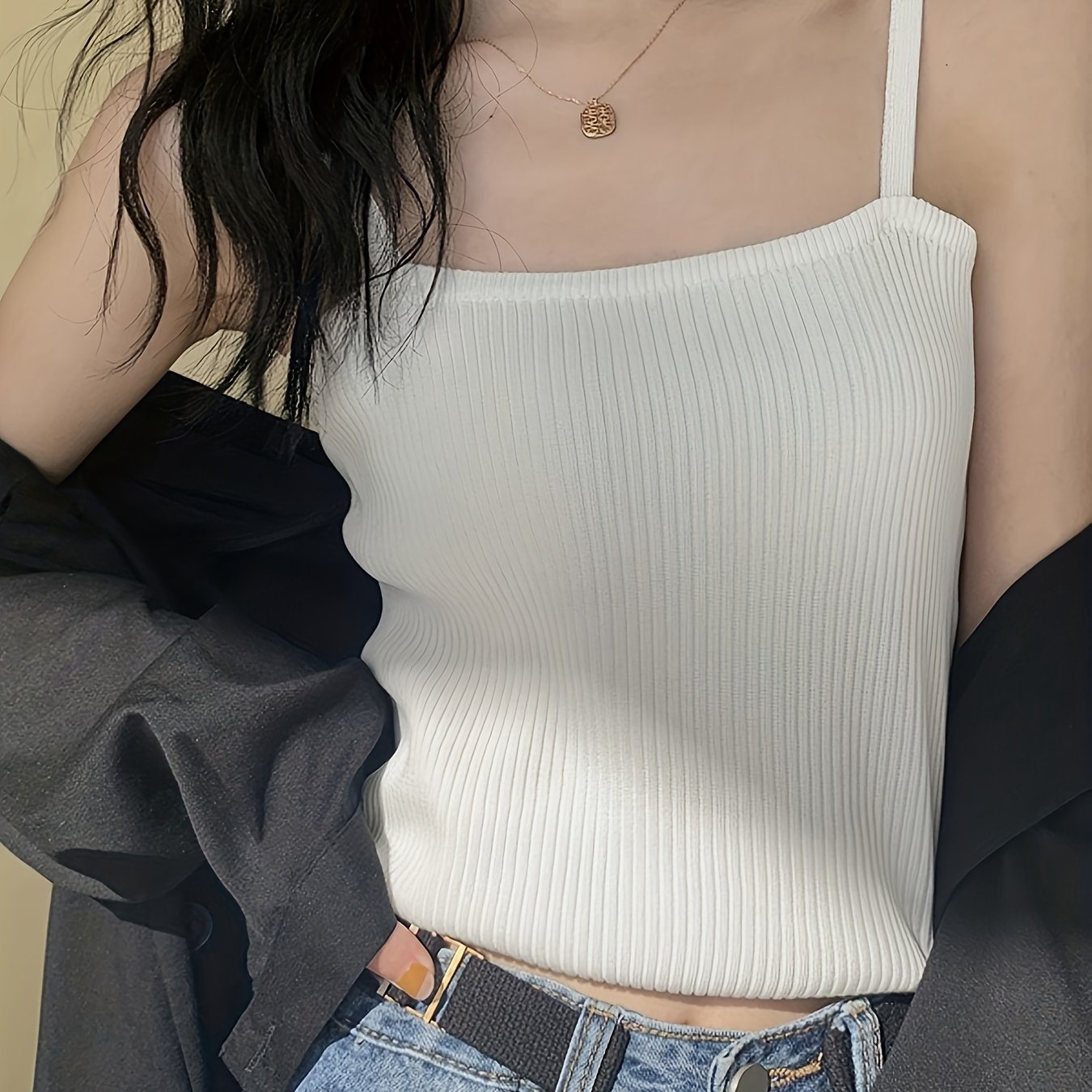 Ribbed Knit Cami Top Sleeveless Summer Top